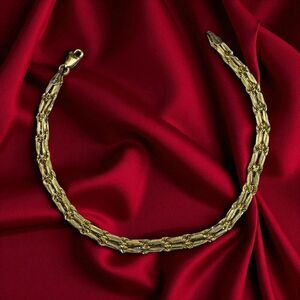 VINTAGE- 10k Gold Bracelet -Double Row- Milano Rope Chain Fancy Link- 7.5" -2.5g